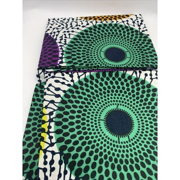 African Print Fabric Scarf for Women Orange Green Purple Pink Circle Print - Picture 3 of 4